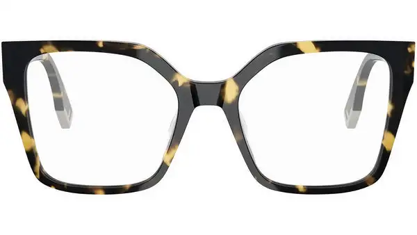 Fendi Way Spotted Havana Geometric Eyeglasses