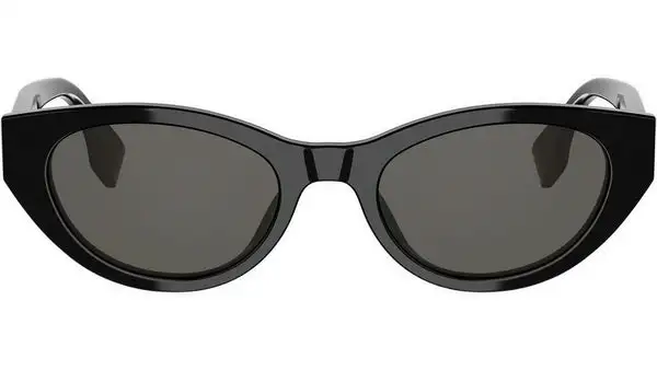 Lettering Shiny Black Oval Sunglasses