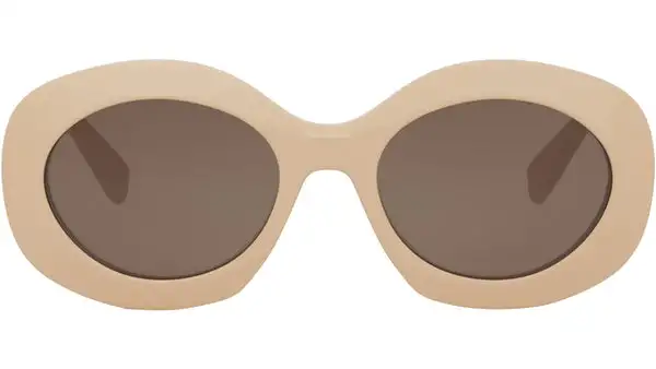 Triomphe Beige Round Sunglasses